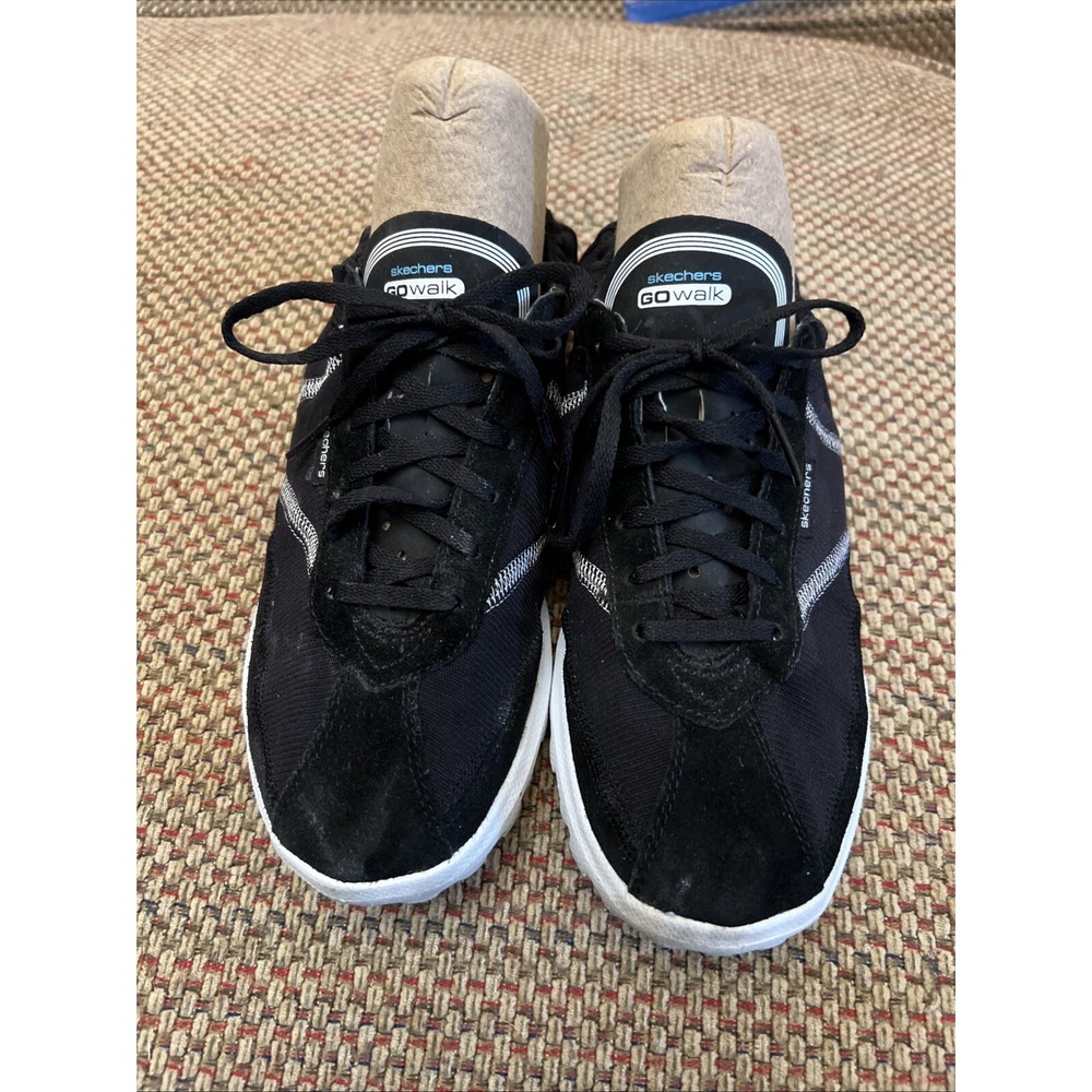 Skechers Womens Go Walk Walking Shoes Black 13523 Leather Lace Up Sz. 7.5